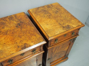 Antique Pair of Arts and Crafts Influence Burr Walnut Lockers