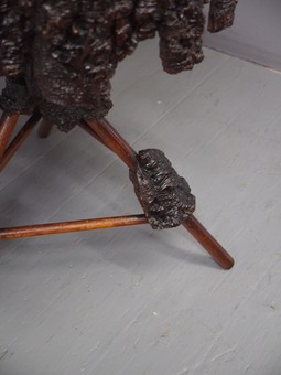 Antique Grotto Style Walnut Bark Occasional Table