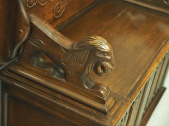 Antique Jacobean Style Carved Oak Monks Bench