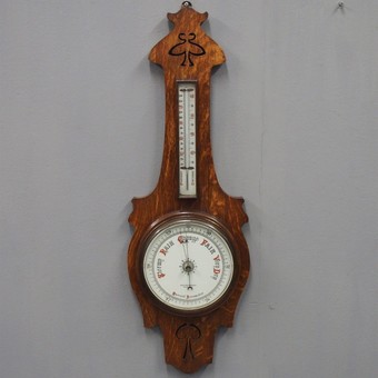 Art Nouveau Oak Barometer