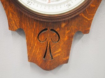 Antique Art Nouveau Oak Barometer