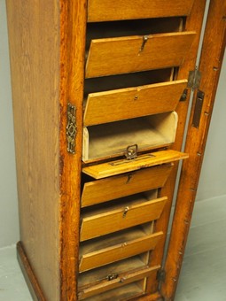 Antique Tall Oak Filing Cabinet by Campbell & Son, Glasgow