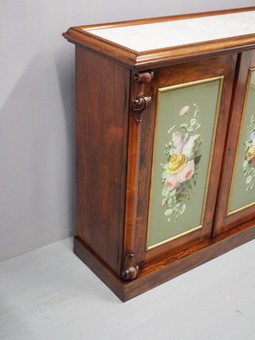 Antique Victorian Rosewood, Marble and Painted Door Cabinets