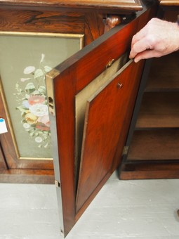 Antique Victorian Rosewood, Marble and Painted Door Cabinets