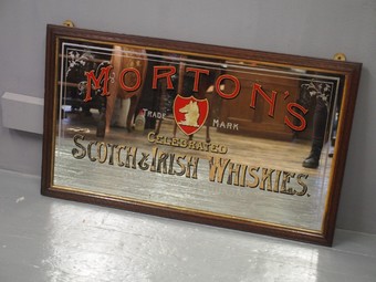 Antique Victorian Pub Mirror for Morton’s Scotch & Irish Whiskies