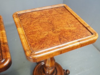 Antique Pair of Victorian Burr and Walnut Occasional Tables