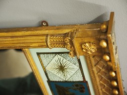 Antique Regency Giltwood and Verre Eglomise Mirror