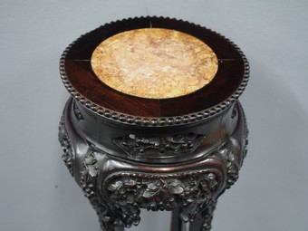 Antique Chinese Marble Top Tall Plant Stand