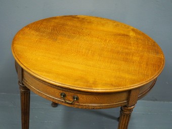 Antique Victorian Small Oak Drum Table