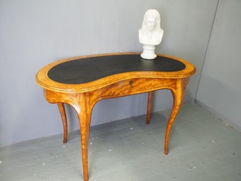 Antique Victorian Inlaid Satinwood Writing Table