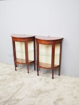 Antique Pair of Sheraton Style Display Cabinets