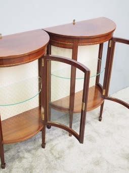 Antique Pair of Sheraton Style Display Cabinets