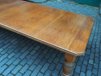 Antique Large Victorian Oak Dining Table