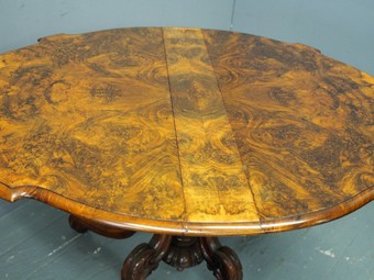 Antique Large Victorian Burr Walnut Sutherland Tea Table
