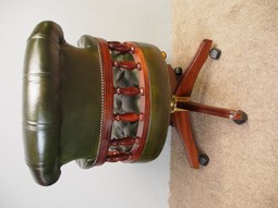 Antique Victorian Style Green Leather Desk Chair