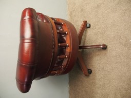 Antique Victorian Style Burgundy Leather Desk Chair