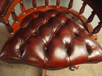 Antique Victorian Style Burgundy Leather Desk Chair