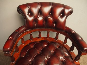 Antique Victorian Style Burgundy Leather Desk Chair