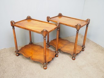Antique Pair of Two Tier Walnut Etageres