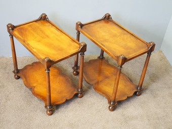 Antique Pair of Two Tier Walnut Etageres