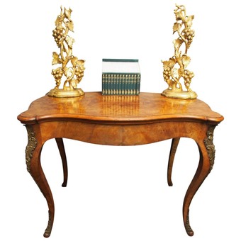 Louis XV Style Burr Walnut Bureau Plat / Writing Table
