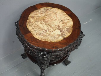 Antique Chinese Hardwood and Marble Top Stand