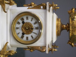 Antique White Marble Mantel Clock by James Ritchie & Son, Edinburgh