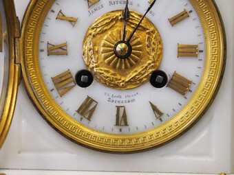 Antique White Marble Mantel Clock by James Ritchie & Son, Edinburgh