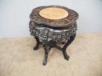Antique Chinese Marble Top Plant Stand