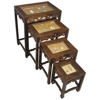 Nest of Chinese Tables with Diorama Tops