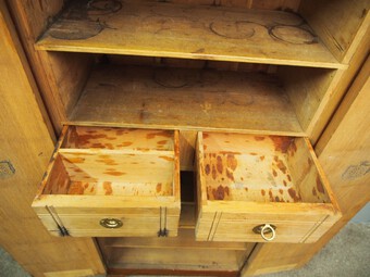 Antique Inlaid Walnut Cigar Cabinet