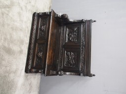 Antique Victorian Flemish Carved Oak Hall Bench