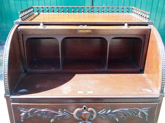 Antique Neat Adams Style Mahogany Cylinder Desk