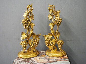 Antique Pair of George III Carved Grape Stands