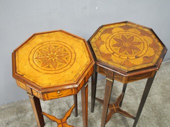 Antique Matched Pair of George III Inlaid Stands