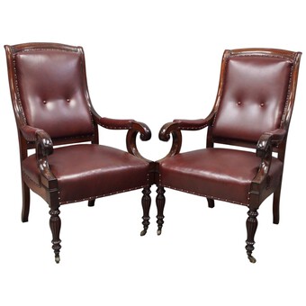 Pair of William IV Mahogany Library Chairs