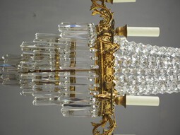 Antique Victorian Cut Crystal Tent and Bag Chandelier