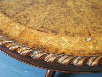Antique Inlaid Yew Breakfast Table Likely by Gillows