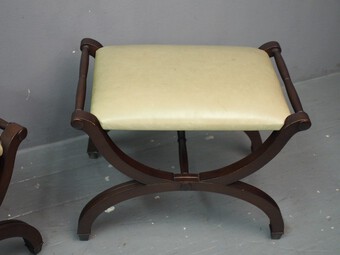 Antique  Pair of Regency Style Leather Stools