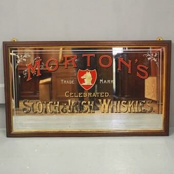 Antique Scottish Victorian Pub Mirror for Mortons Whiskies