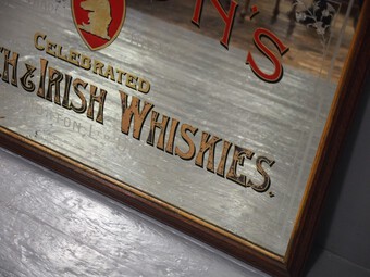 Antique Scottish Victorian Pub Mirror for Mortons Whiskies