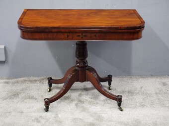 Antique Regency Mahogany and Rosewood Foldover Card Table