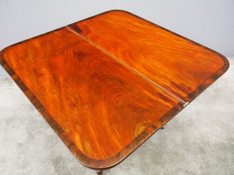 Antique Regency Mahogany and Rosewood Foldover Card Table