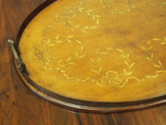 Antique Sheraton Style Inlaid Oval Tray