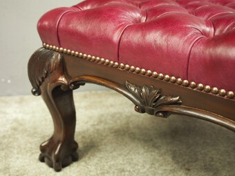 Antique George III Style Mahogany and Leather Upholstered Centre Stool