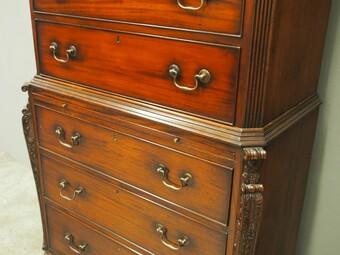 Antique George III Style Carved Mahogany Chest on Chest