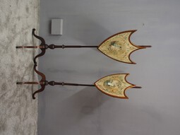 Antique Pair of Late George III Mahogany Pole Screens
