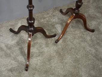Antique Pair of Late George III Mahogany Pole Screens
