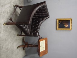 Antique George III Mahogany and Leather Library Chair