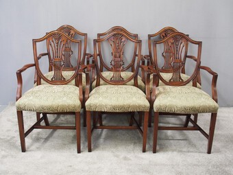 Antique Set of 6 Hepplewhite Style Armchairs